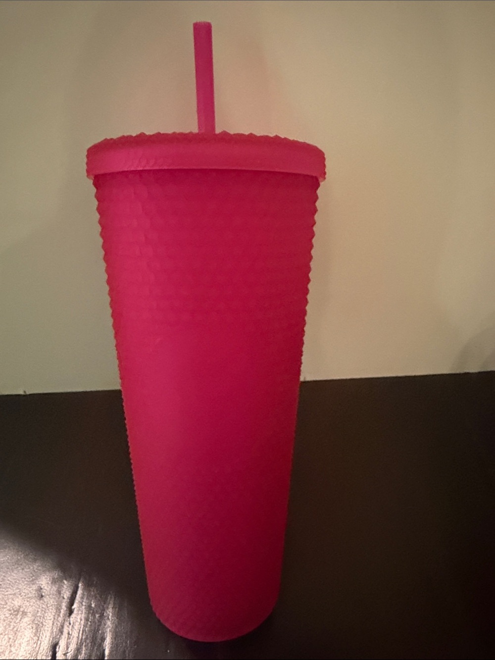 Hot Pink Textured Starbucks Reusable Tumbler with Straw 24 oz